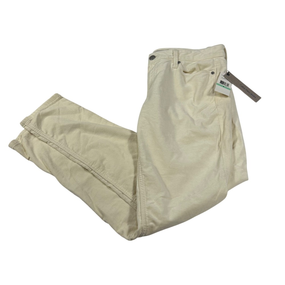Calvin Klein Jeans Corduroy Jegging Womens 8 Winter White Cream Stretch NWT